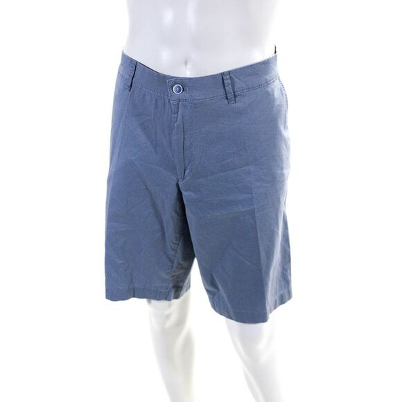 Brax Feel Good Mens Bozen Crosshatch Print Flat Front Chino Shorts Blue Size 40 - Picture 2 of 6